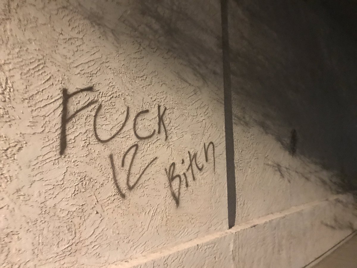 Some of the protesters graffitied  @FOX10Phoenix studios (adjacent to  @PhoenixPolice headquarters) and a bus stop nearby, and someone tipped over a few newspaper stands outside.  @azcentral