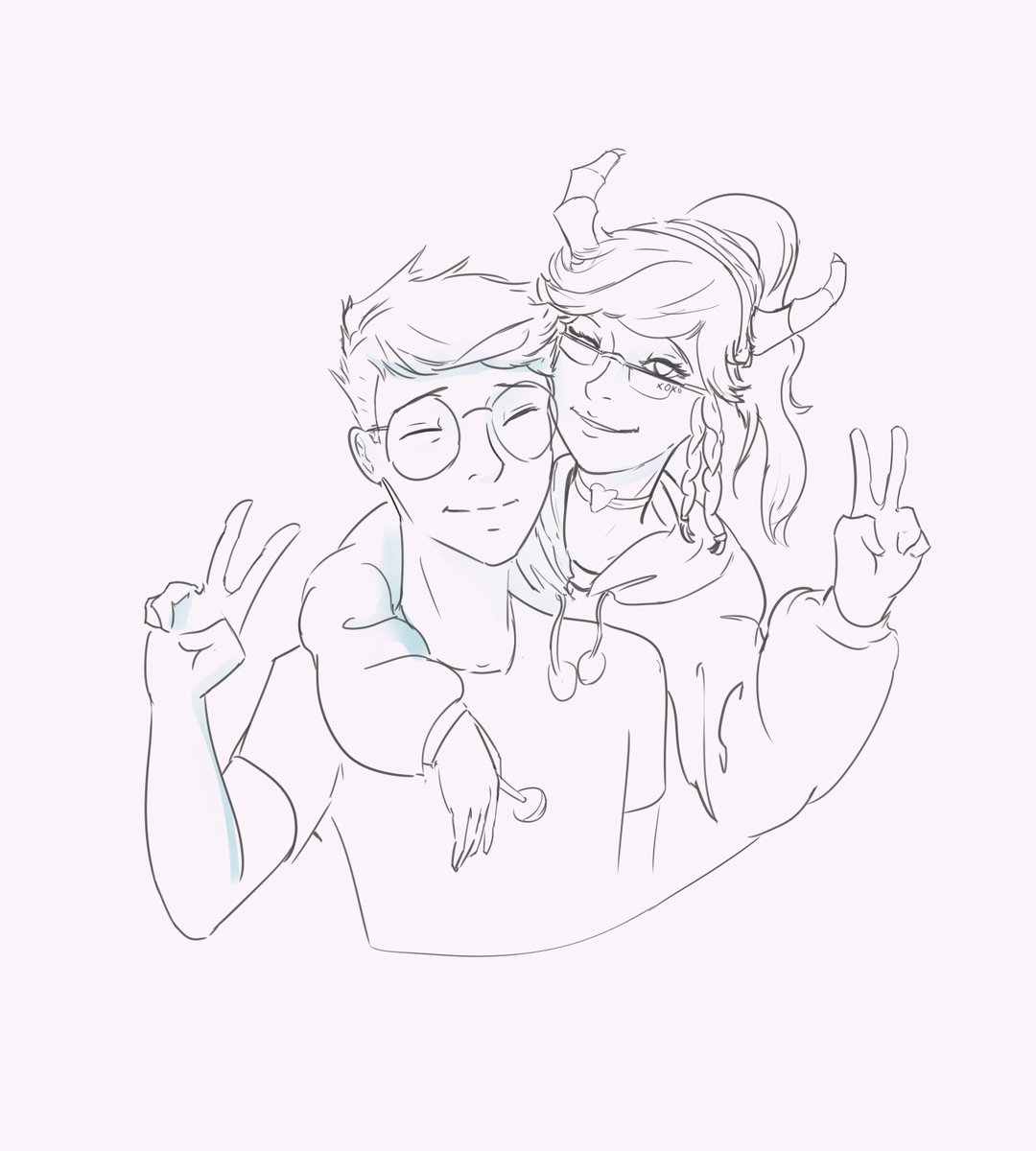 Feltchicken's tweet photo. i doodled my friend @iDragonSenpai and his oc for a morning sketch cause they're both cuties ^-^ https://t.co/AoQuPvu9jZ