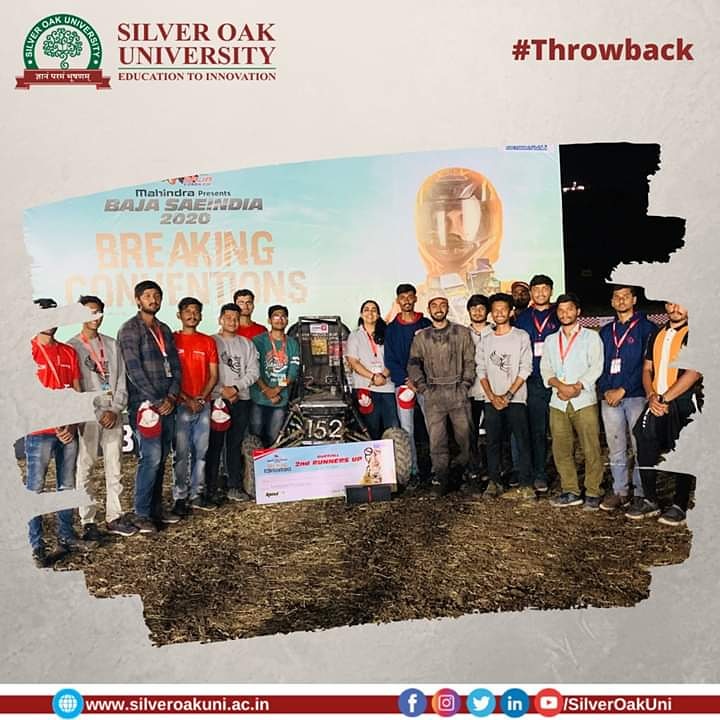 SilverOakUni's tweet photo. #Throwback #BlastFromPast #Memories #AdmissionsOpen
--
Team SparkX Racing, The #ATV designing team from the #ME of Silver Oak University has secured #1st #Rank in #Gujarat and 3rd Rank Overall in India at BAJA SAE India, 2020 out of 120+ reputed institutes across the Nation. https://t.co/ZwfWpeE80m