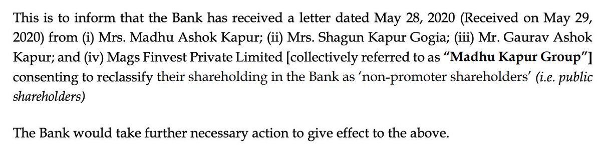 stockskibaat's tweet photo. ๐ #YesBank Re-classification of Promoter:
Madhu Kapur Group as 'Non-promoter shareholders' (i.e. public shareholders) https://t.co/3YFBnEWk4G