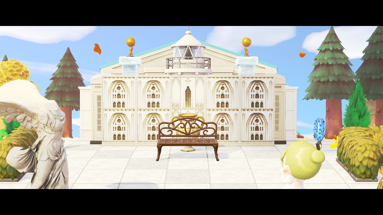 めそぽた島の みる あつ森 博物館教会っぽくしたんだけど見えるかな もうちょい微調整しないと博物館入れないんだけど 自分的には満足 素敵なマイデザはお借りしました
