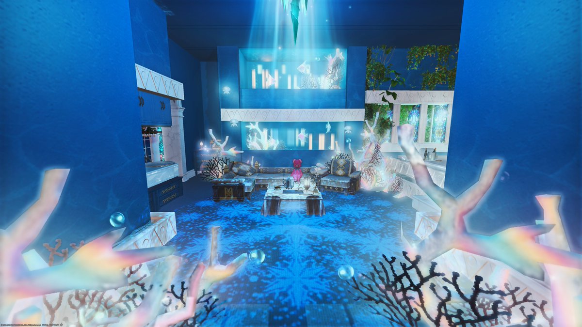 みんちょ Gungnir村ハウジング沼 改 水晶珊瑚のお家 水晶珊瑚を贅沢に１２個使用したよ 前回のイメージのままお家を綺麗に作り直しました プール 温水 も設置したのがポイントです ｗ 槍鯖 ミスト3区36番 Ff14ハウジング