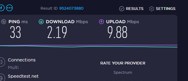 LeoIV5's tweet image. Damn that's crazy my speed at 2 am #Spectrum #spectruminternet