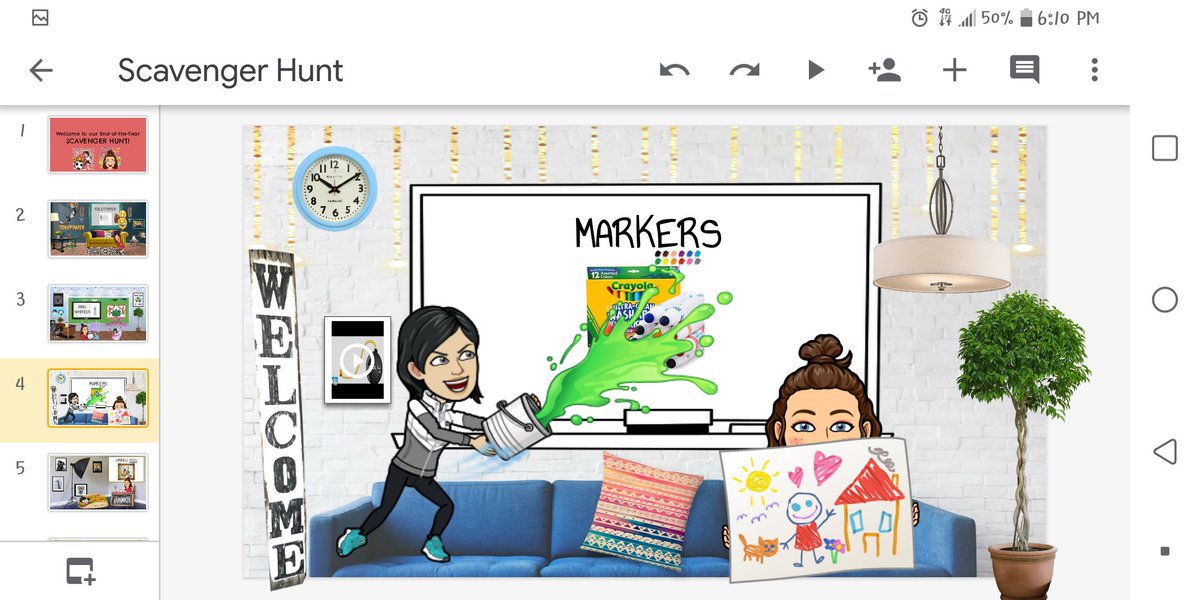 msconstuble's tweet image. Worked on our end of the year scavenger hunt for our last zoom next week. It was so much fun to collaborate on this! #engage #learningisfun #collaboration #BitmojiClassroom @BitMoji4U