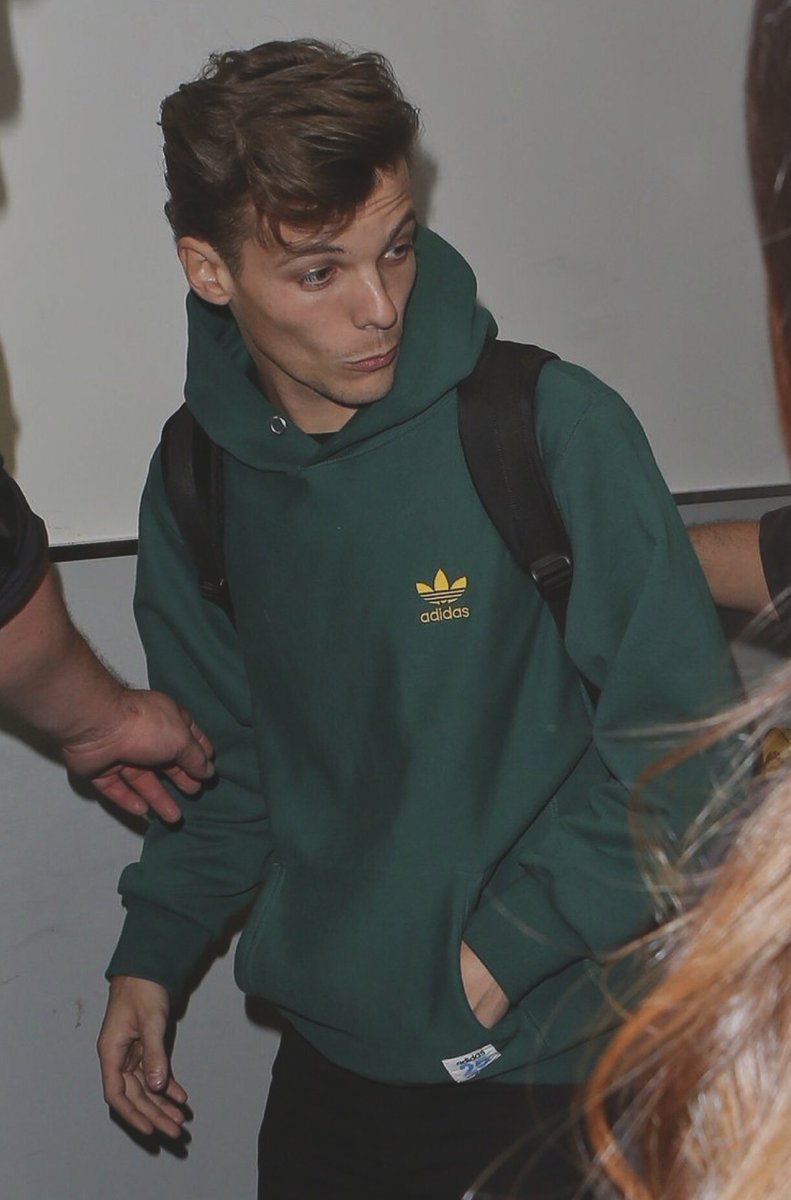  #LouisTomlinson wearing his iconic green adidas hoodie