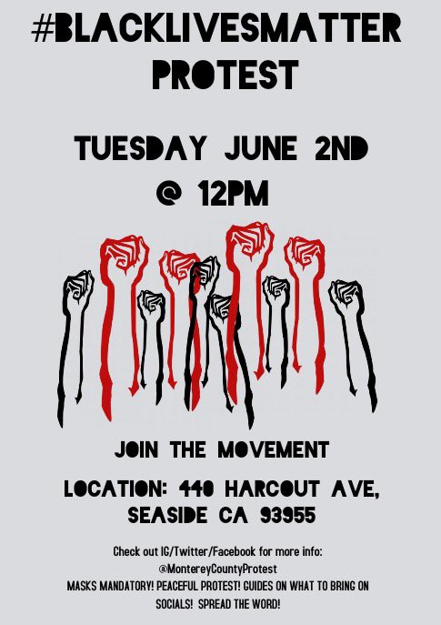 CountyProtest's tweet photo. This Tuesday in Seaside, CA. Please help spread awareness. Speak up against what is wrong! https://t.co/wcOwbcu2ON