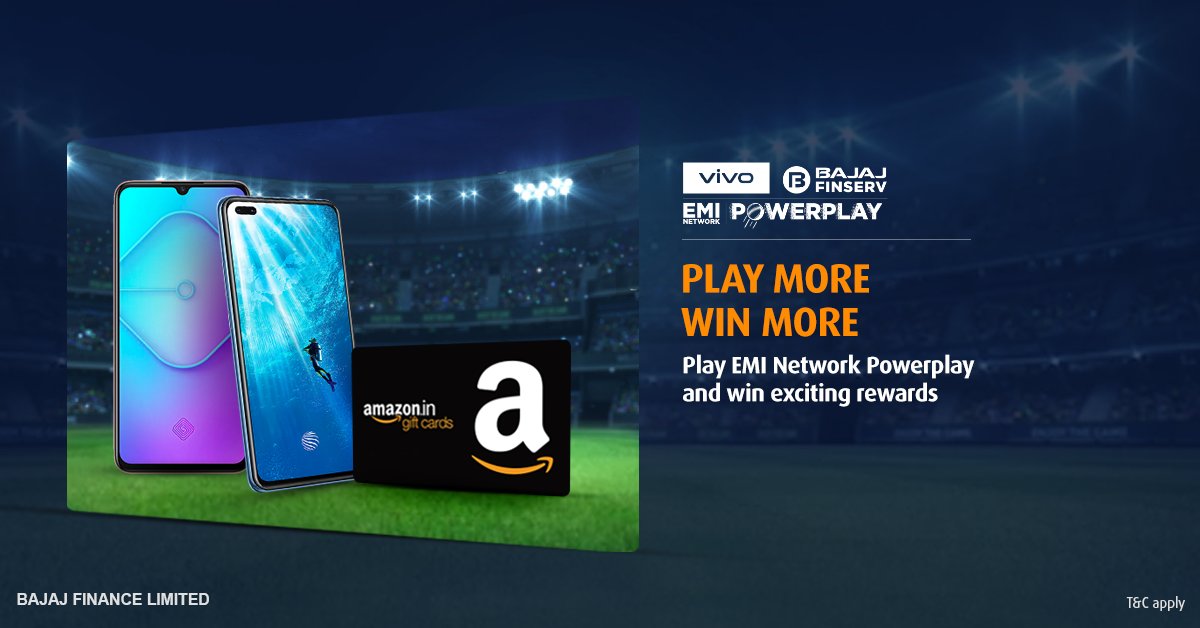 Bajaj_Finserv's tweet photo. Get your thinking caps on - It's vivo Bajaj Finserv #EMINetwork #Powerplay quiz time!
Tag & challenge your friends to win vivo smartphone & Amazon vouchers. Play now: https://t.co/q7tUNjoV10 @Vivo_India
#vivo #BajajFinserv #vivoV19 #CricketQuiz #EMINetworkCard https://t.co/G6vhVtJOYI