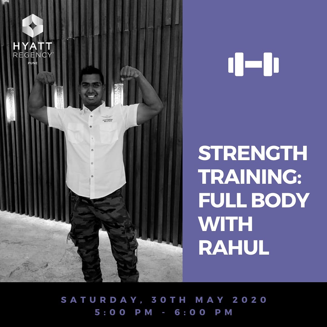 HyattRegencyPNQ's tweet photo. This Saturday, build up your strength and stamina with Rahul.
Join us for a power-packed session today at 5:00 PM on IG live.
#hyattathome #hyatt #hyattregency #hyattregencypune #worldofhyatt #feelfuelfunction #fitness #fitnesssession #pune #punecity #punetimes https://t.co/FlE81zB93N