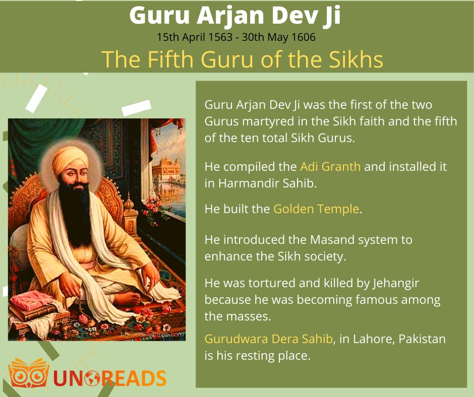 Unoreads_India's tweet photo. Guru Arjan Dev Ji Martyrdom Day: Know All About The Fifth Guru of Sikh And The Event That Led to His Martyr.
#gurunanakdevji #waheguru #Unoreads #gurbani #gurugranthsahibji #gurugobindsinghji #sikhism #sikh #waheguruji #satnamwaheguru #khalsa #amritsar #ji #punjab #goldentemple https://t.co/uzPcuxBRqx