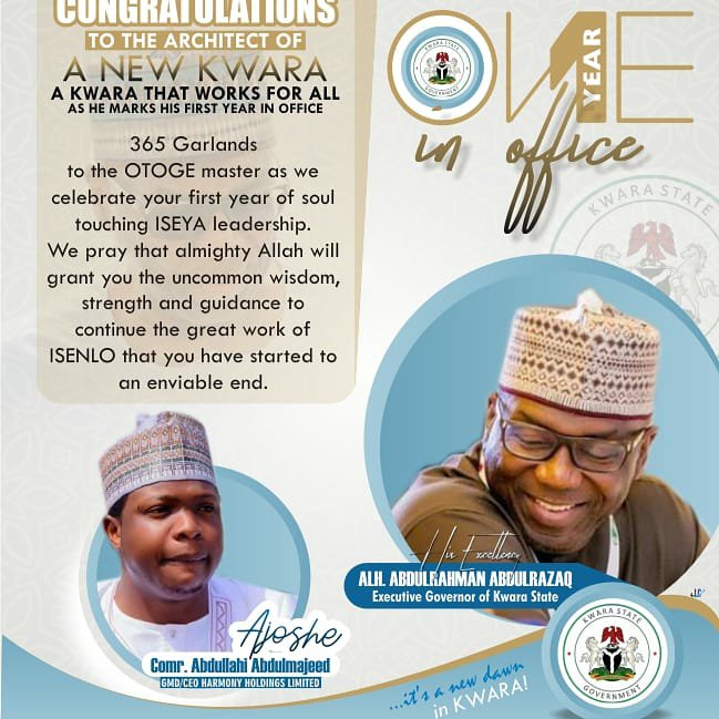 tv_fbb's tweet photo. The GMD of Harmony Holdings, Comrade Abdullahi Abdulmajeed congratulates Governor Abdulrahman Abdulrazaq. 

Read more on Instagram here -https://t.co/DkmVbMjveU 

Read more on Facebook https://t.co/YxYRT6E85y https://t.co/SXLata9OD5