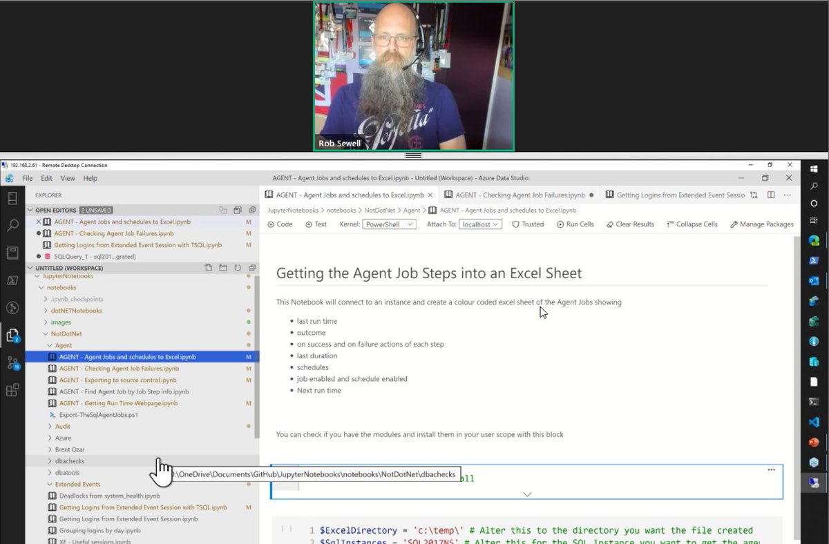 MsSQLGirl's tweet image. Join @sqldbawithbeard now at #SQLSatBrisbane virtually to learn more about Notebooks in #AzureDataStudio. (Track 1)