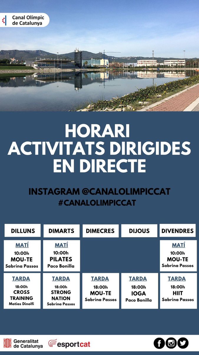 canalolimpiccat's tweet photo. Bona dia!
Ja podeu consultar els horaris ⏱️ de les sessions d'#ACTIVITATS #DIRIGIDES, en #DIRECTE, de la pròxima setmana.
Podeu seguir les classes al nostre #IG 👉🏼 @canalolimpiccat 🤩
#esportcat #canalolimpiccat https://t.co/gOKw1spoMQ