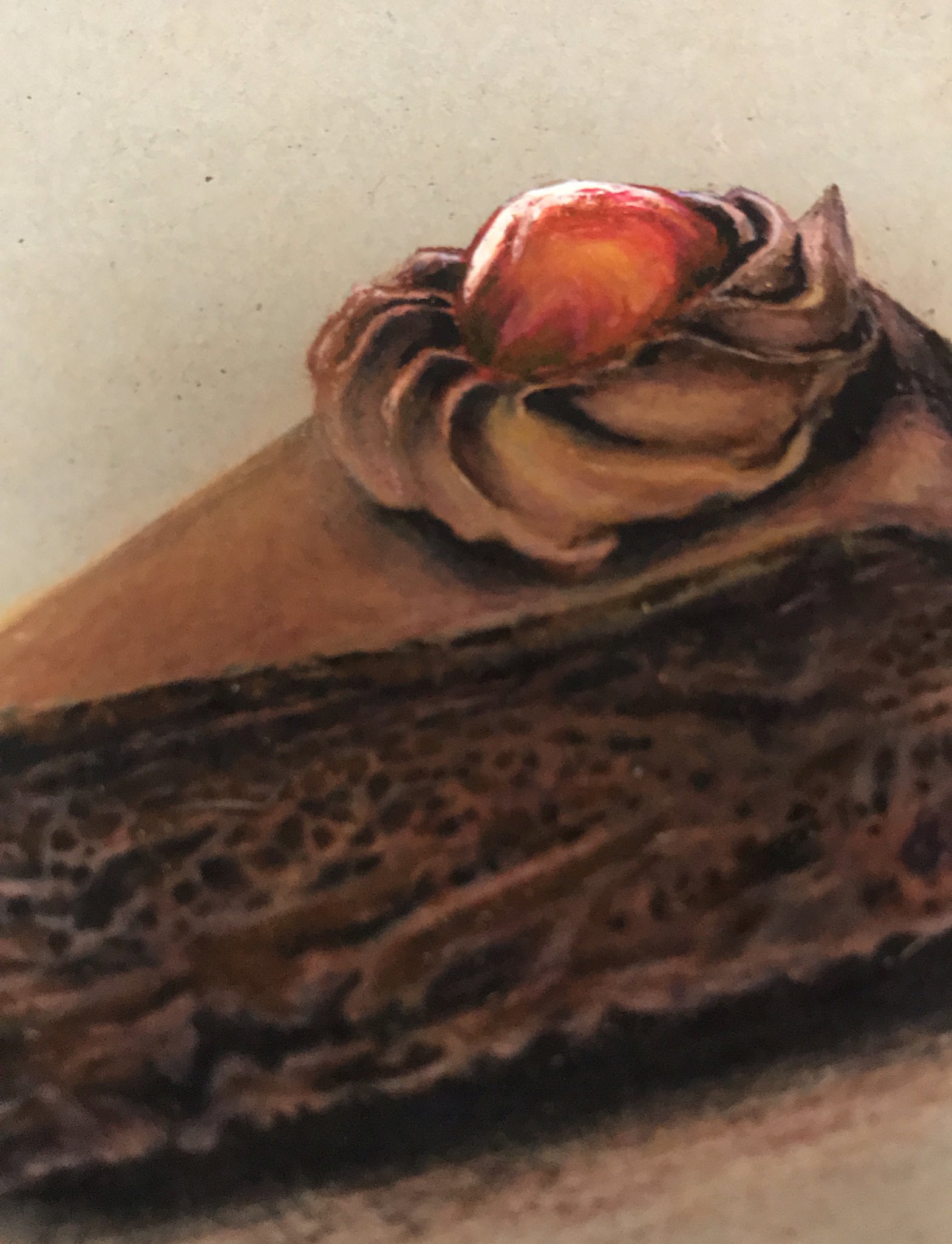 Kichi Illustration チョコレート チョコレートケーキ グレンチェリー お菓子 スイーツ 料理 グルメ イラスト アート 色鉛筆 精密画 リアル T Co Ab6ksauk3e Twitter