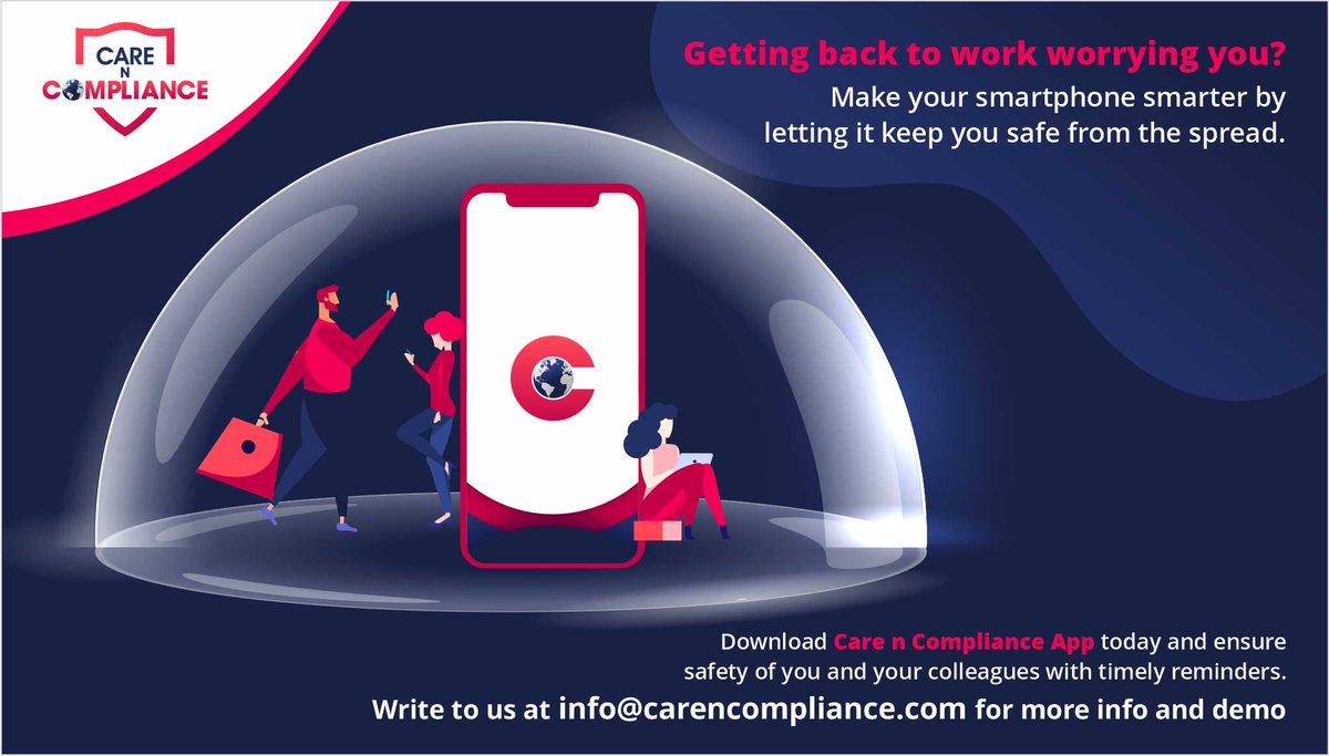 carencompliance's tweet image. Your phone can do a lot for your safety and for those around you.
All it needs is the Care n Compliance App, download it today!
tinyurl.com/yal4f6sc
#staysafe #staycompliant #COVID19India #coronavirus #downloadapp