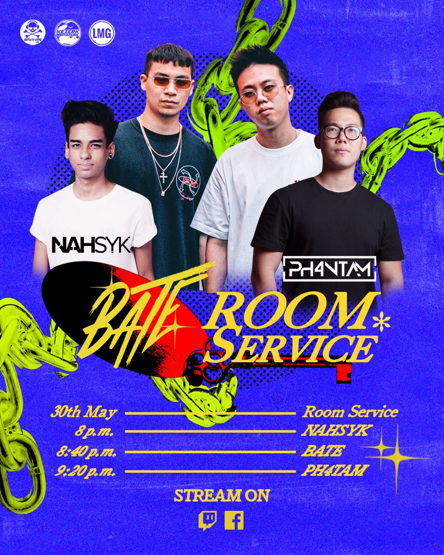 Tonight 8PM! We’ll be going LIVE on Facebook at facebook.com/wearebate
and Twitch at twitch.tv/wearebate #BATEROOMSERVICE