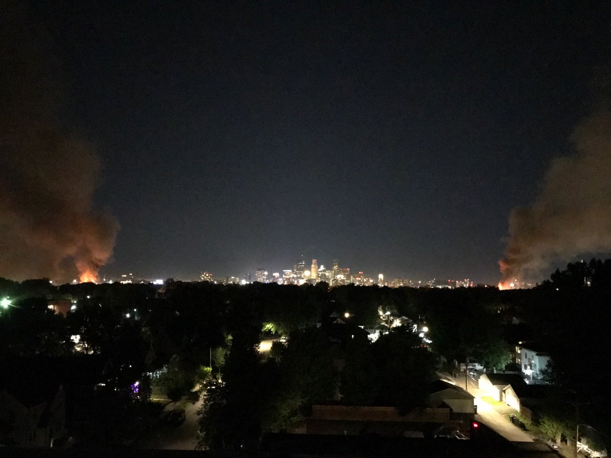 The view from south Minneapolis. Fires on Lake Street stretching from the 5th Precinct to the 3rd.