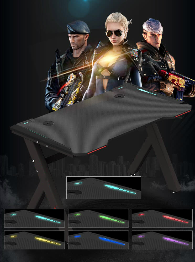 kidsoccupied's tweet photo. RGB gaming desk for sale, width 0.8/1.0/1.2/1.4m, multiple LED lighting modes, starting at $120 only with free international shipping. https://t.co/jT5UPbPcI5 https://t.co/YZbejoYiMC