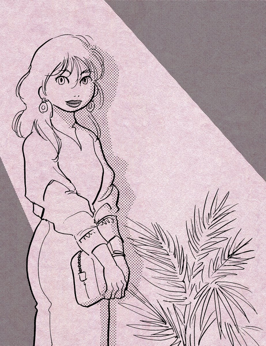 コンペには落ちたけど、80年代バブリィおしゃれイラスト修行の勢いは止まらない!
いしかわじゅんさんから「迷いのない線を素早く描くことが肝要」とのアドバイスをいただき、ザザッと描画しました。なるほど、このラフな線があの時代の空気感を生むのか。いしかわ師匠、ありがとうございました! 