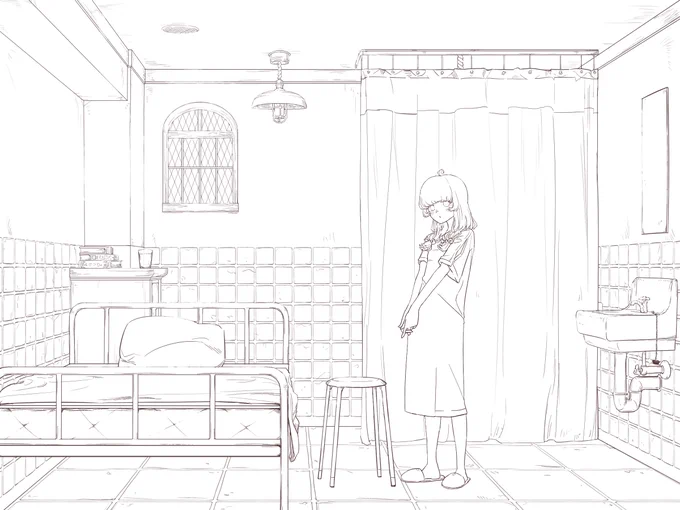 現在作成中のフリーのベルゲーム「あべこべりーちゃん」の舞台となる病室のイラストです。
良かったらご覧ください。 