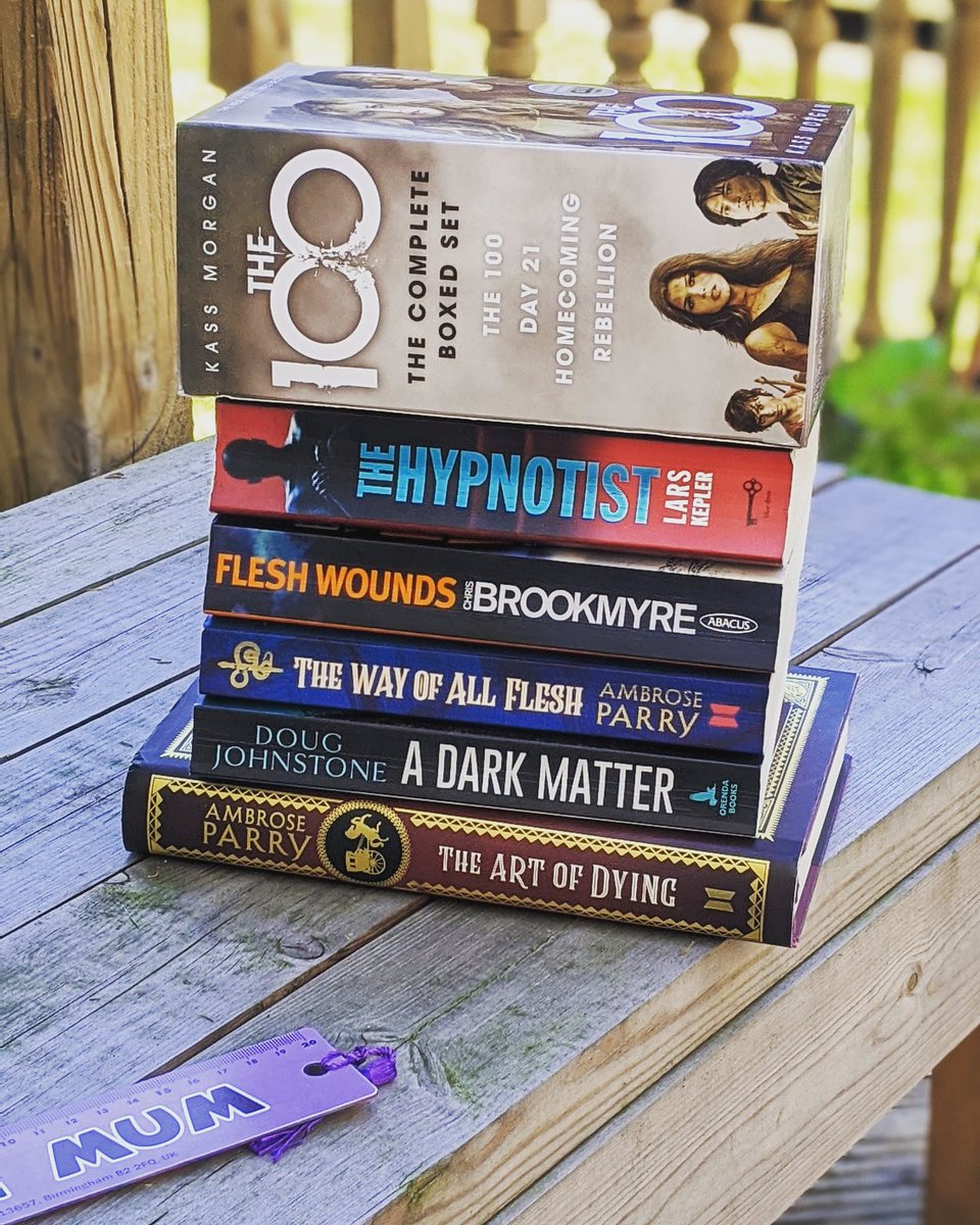 Mollyrae1's tweet photo. The latest book pile on the deck (where I'm managing to to most of my reading at the moment!) #readingforpleasure #scottishsummer ☀️🌿🌞 https://t.co/n6QqoEEg6U