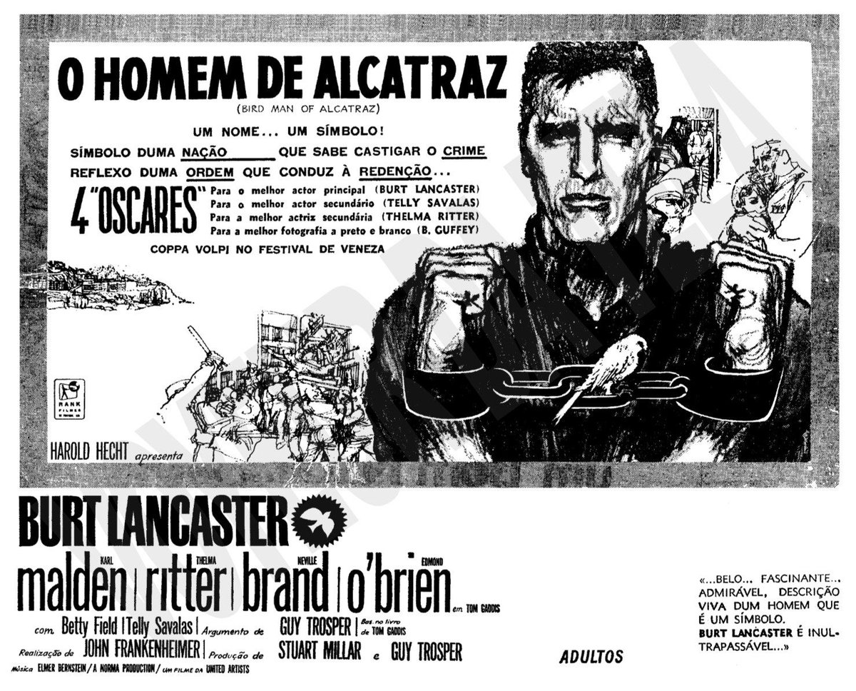 O belíssimo 'O Homem de Alcatraz' com o sempre grande Burt Lancaster, estreou pelas nossas salas no dia 5 de dezembro de 1963.

Bons filmes para todos!

#birdmanofalcatraz #johnfrankenheimer #burtlancaster #karlmalden #tellysavalas #60s #60smovie #meoftheday