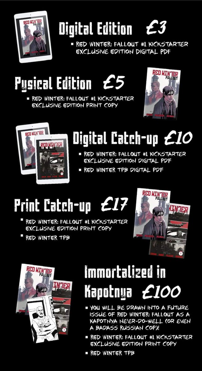 Less than an hour left on the Red Winter: Fallout Kickstarter! And we're only £39 away from hitting STRETCH GOAL 2! 
#comics #crowdfunding #CrimeFiction
#noir #graphicnovel #comics kickstarter.com/projects/14203…