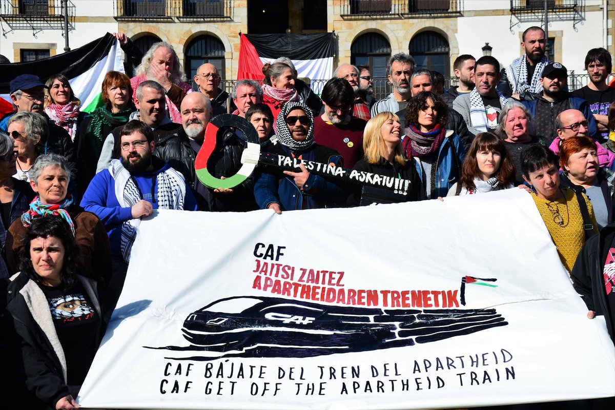 PostConcussion's tweet image. Basque corporation CAF is helping to strengthen Israeli apartheid in Jerusalem.

@CAFRail_UK: Pull out from the Jerusalem Light Rail project on stolen Palestinian land! #CAFGetOffIsraelsApartheidTrain bit.ly/2IMP35n