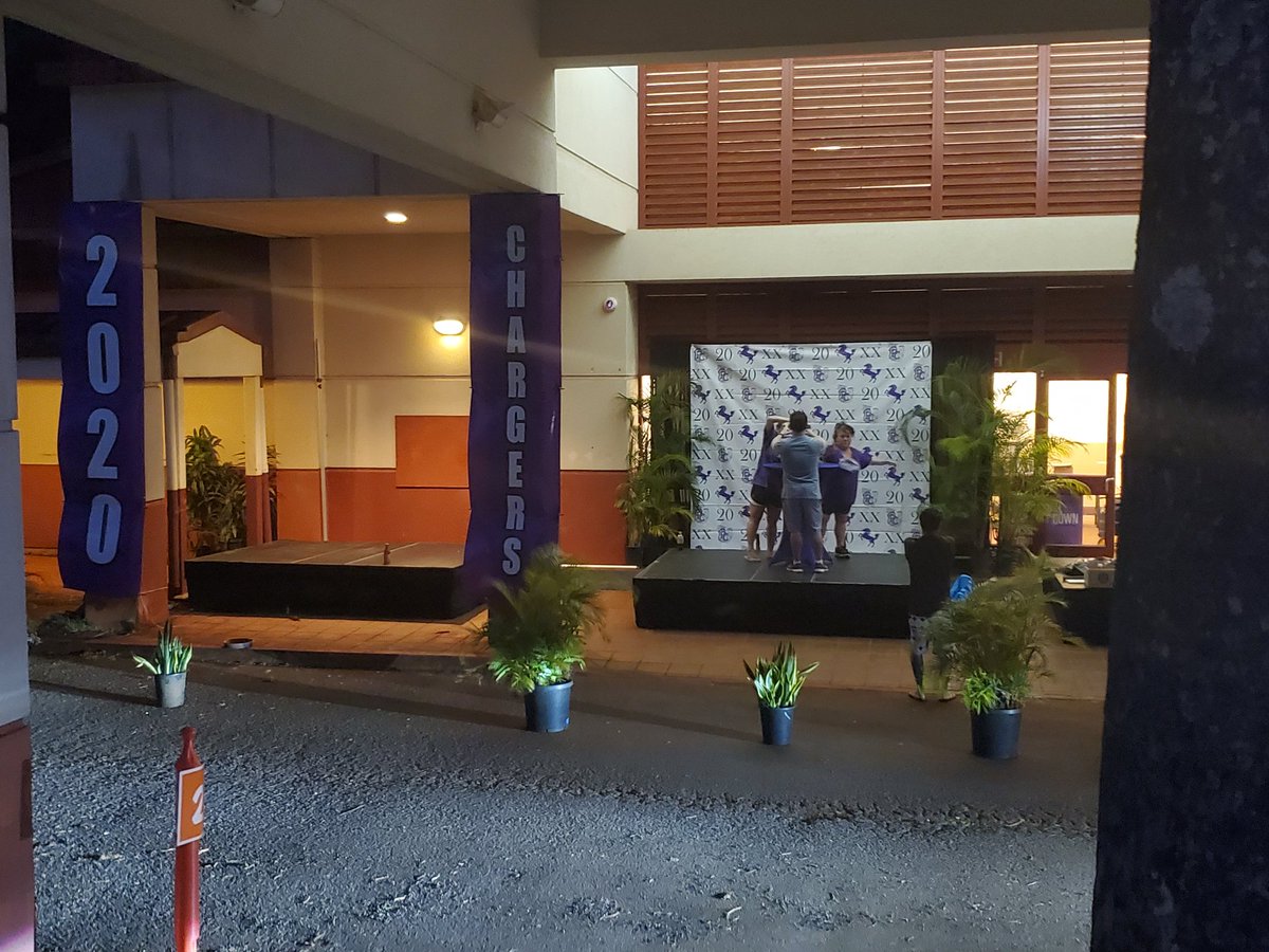 DaphneOkunaga's tweet photo. Getting excited for our @PearlCityHS graduation tomorrow. Thanks to our awesome setup crew! Proud to be a @HIDOE808 teacher and serve these resilient students!!! @808TFellows https://t.co/aAY8jJVn1h
