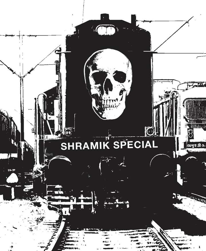 UmarKhalidJNU's tweet image. श्रमिक ट्रेनों में 80 लोगो की मौत पिछले 19 दिन में। इन्हें मौत बोलें या हत्या? 

Image courtesy: Orijit Sen