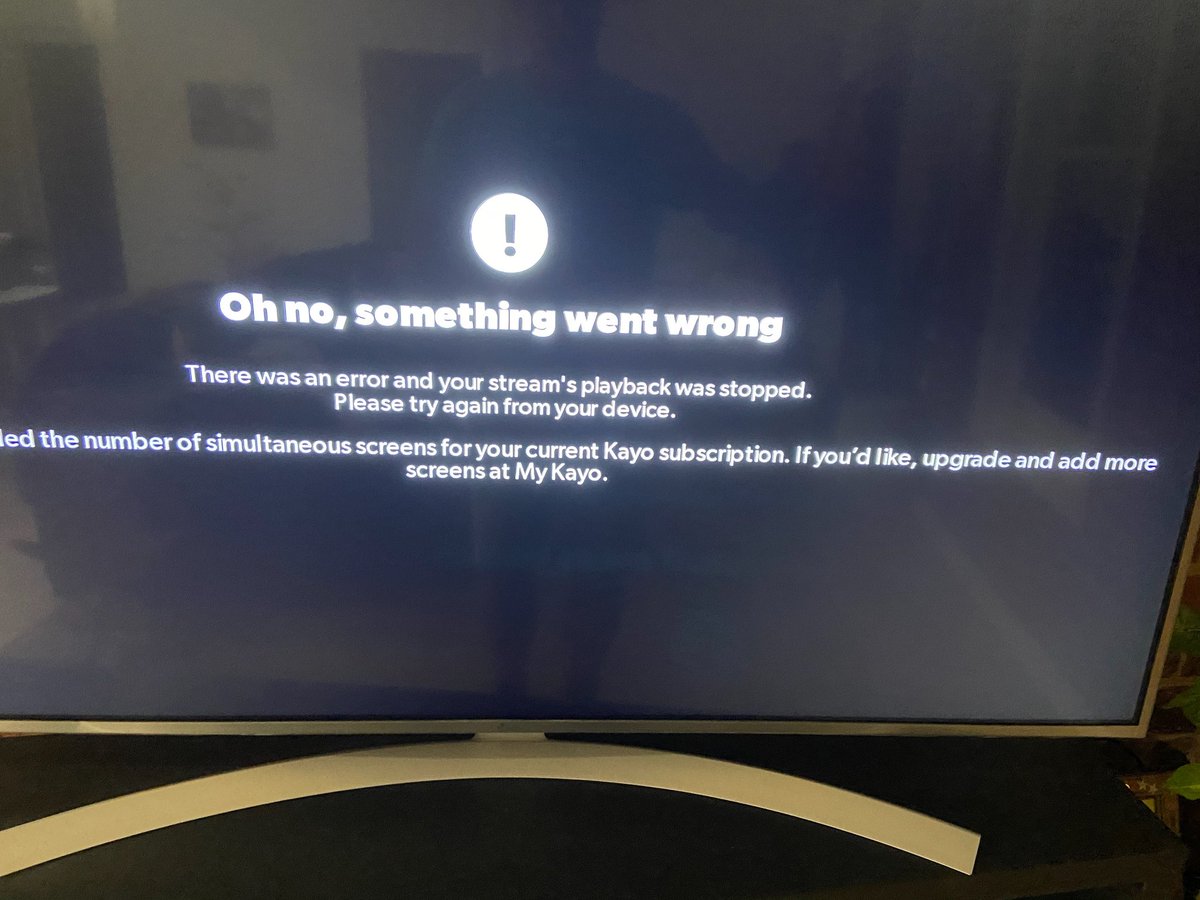 tapilon's tweet photo. @kayosports_help we only have three devices signed in(on phones chromcasting to three tvs), but keep getting this error. On premium btw https://t.co/m2E3GaJXDT