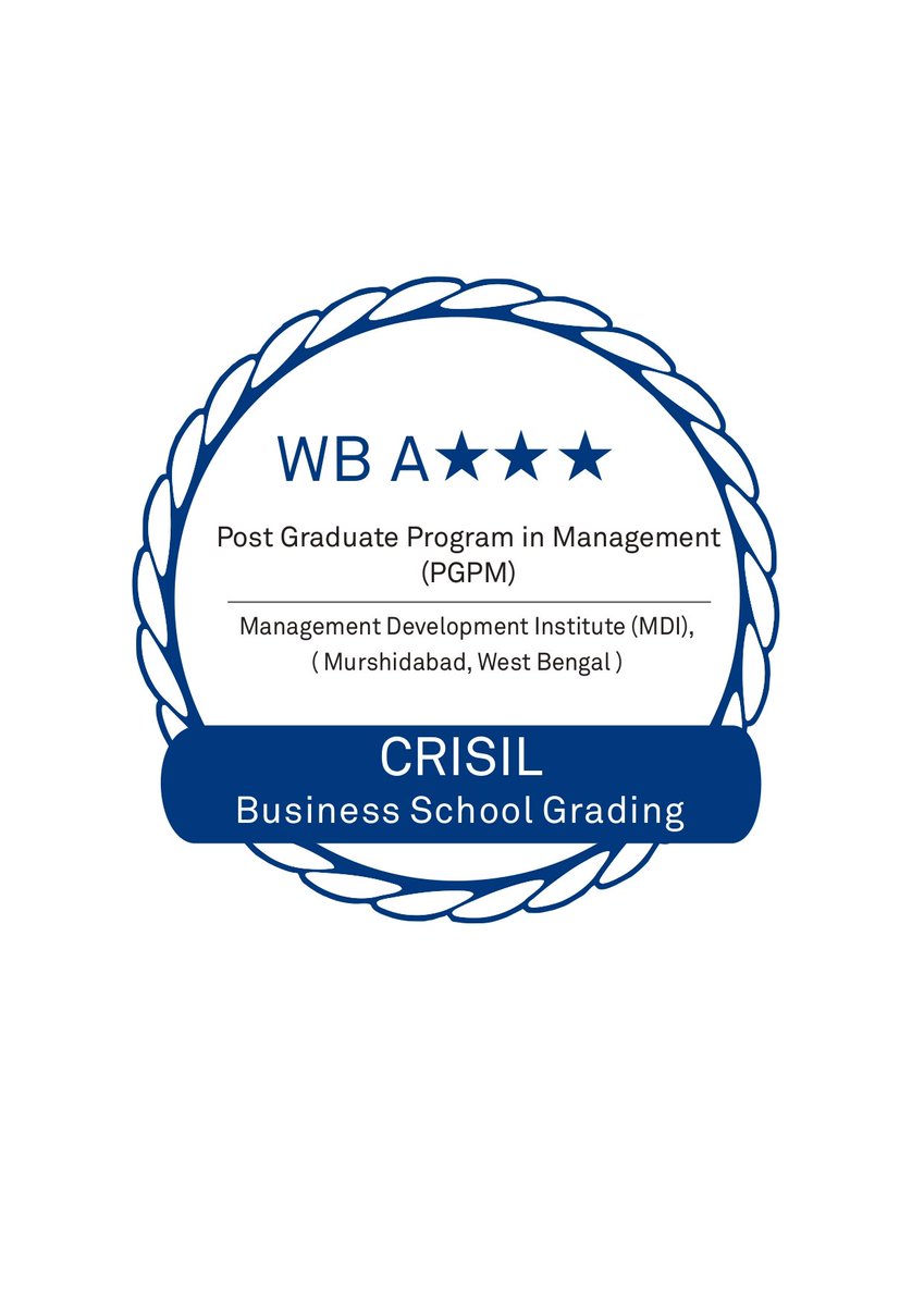MDIM_Official's tweet image. Pleased to share that @CRISILLimited has graded #MDIMurshidabad A** (A double star) at National Level and A*** (A triple star) grading at State Level for the year 2020-21. 

#MDI #ManDevIan #MDIM #CRISIL