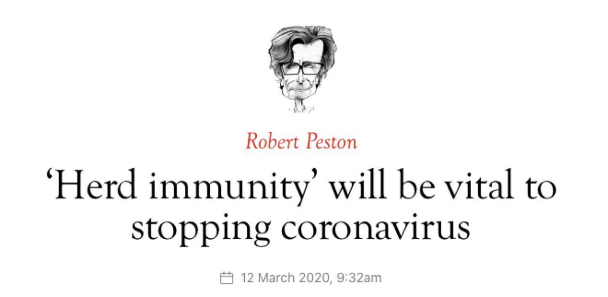 This interviewshows levels of public concern (on 5 March) at the delay.Why no action/lockdown?A week later, the govt gave the answer (via  @Peston): “The strategy of the UK govt is to allow the virus to pass through the entire population so that we acquire herd immunity.”/5