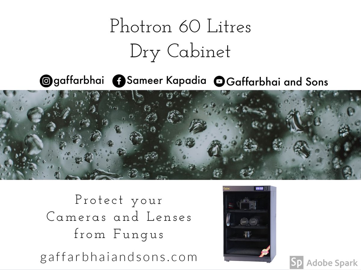 Gaffarbhai's tweet image. Photron 60L Dry Cabinet. 

New Low Price.

Protect your Cameras and Lenses from Fungus. 

#fungusprotection #lensprotection #sensorprotection #photron

gaffarbhaiandsons.com