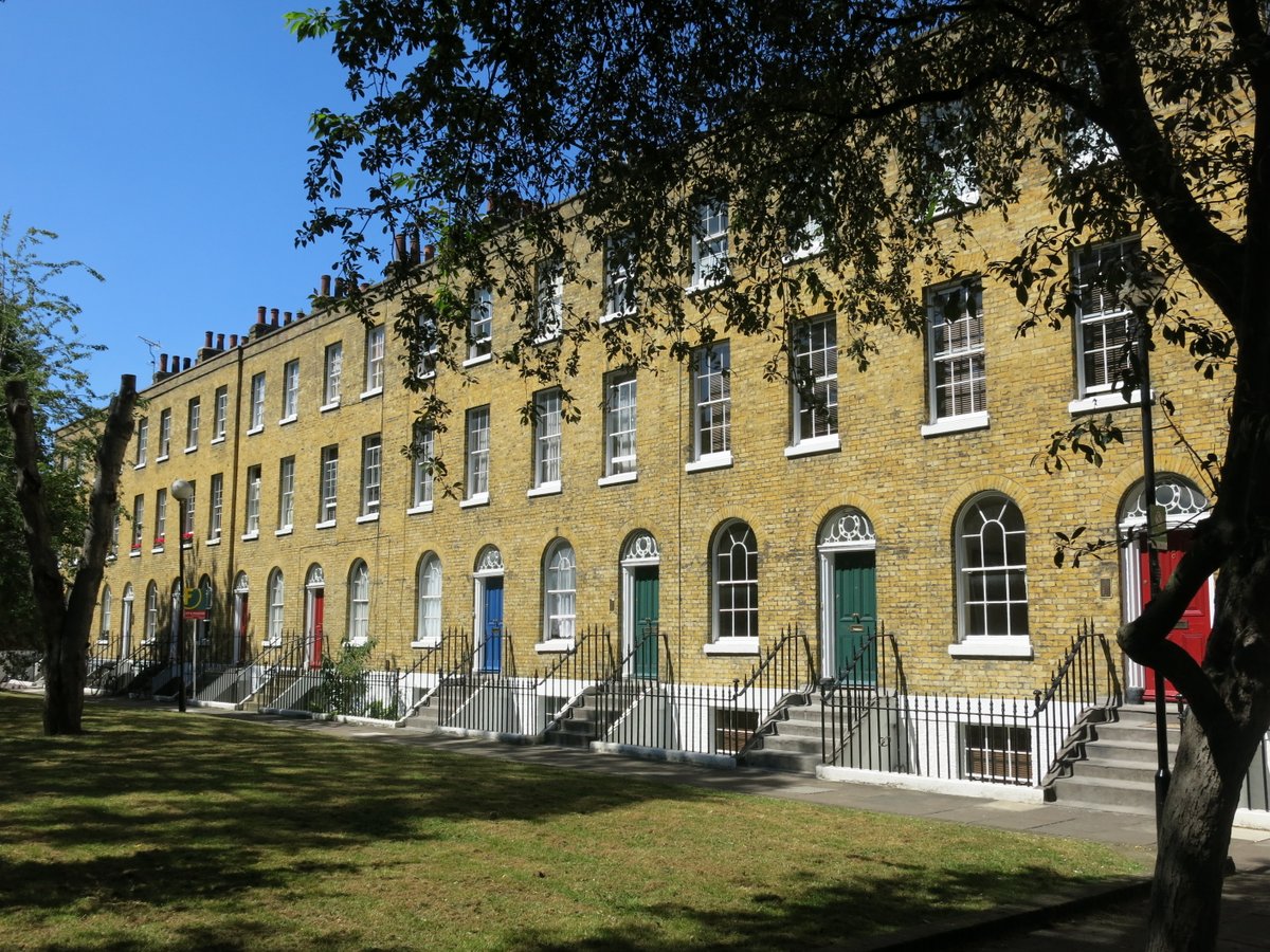 8/ Tibberton Square was built by hat manufacturer Thomas Wontner in 1827. The square was acquired by Islington Borough Council in 1970 and restored and converted to flats by Andrews, Sherlock and Partners.