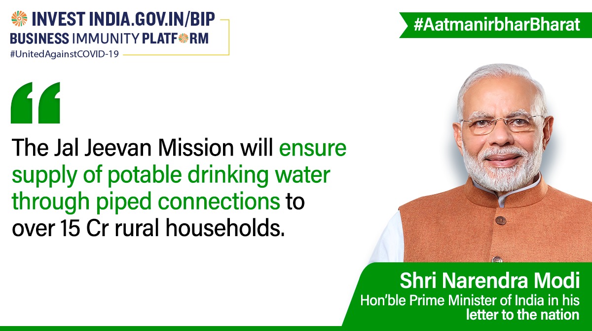 #JalJeevanMission

In his letter to the nation, Hon'ble PM @narendramodi spoke about the work undertaken by the Govt. to ensure availability of potable water to rural households across India. 

#AatmanirbharBharat #EconomicPackage