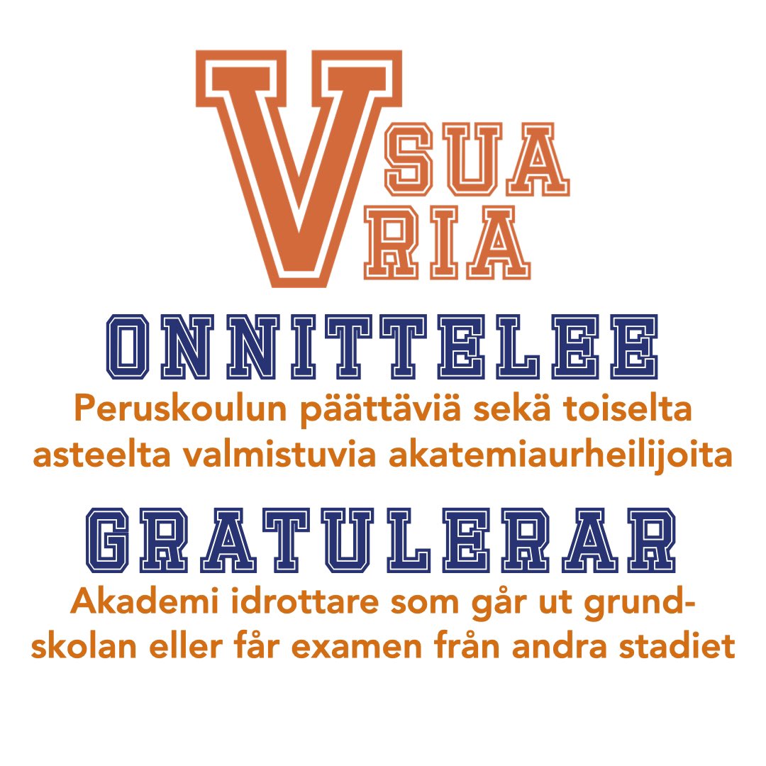 Grattis 👏🤩 Nauttikaa kesälomasta ja nähdään ensi syksynä 🥳👌
.
Onnittelut 👏🤩 Njut av sommarlovet och så ses vi i höst 😎👍
.
#VsuaVria #kaksoisura #dualcareer #urheiluakatemiat #idrottsakademin