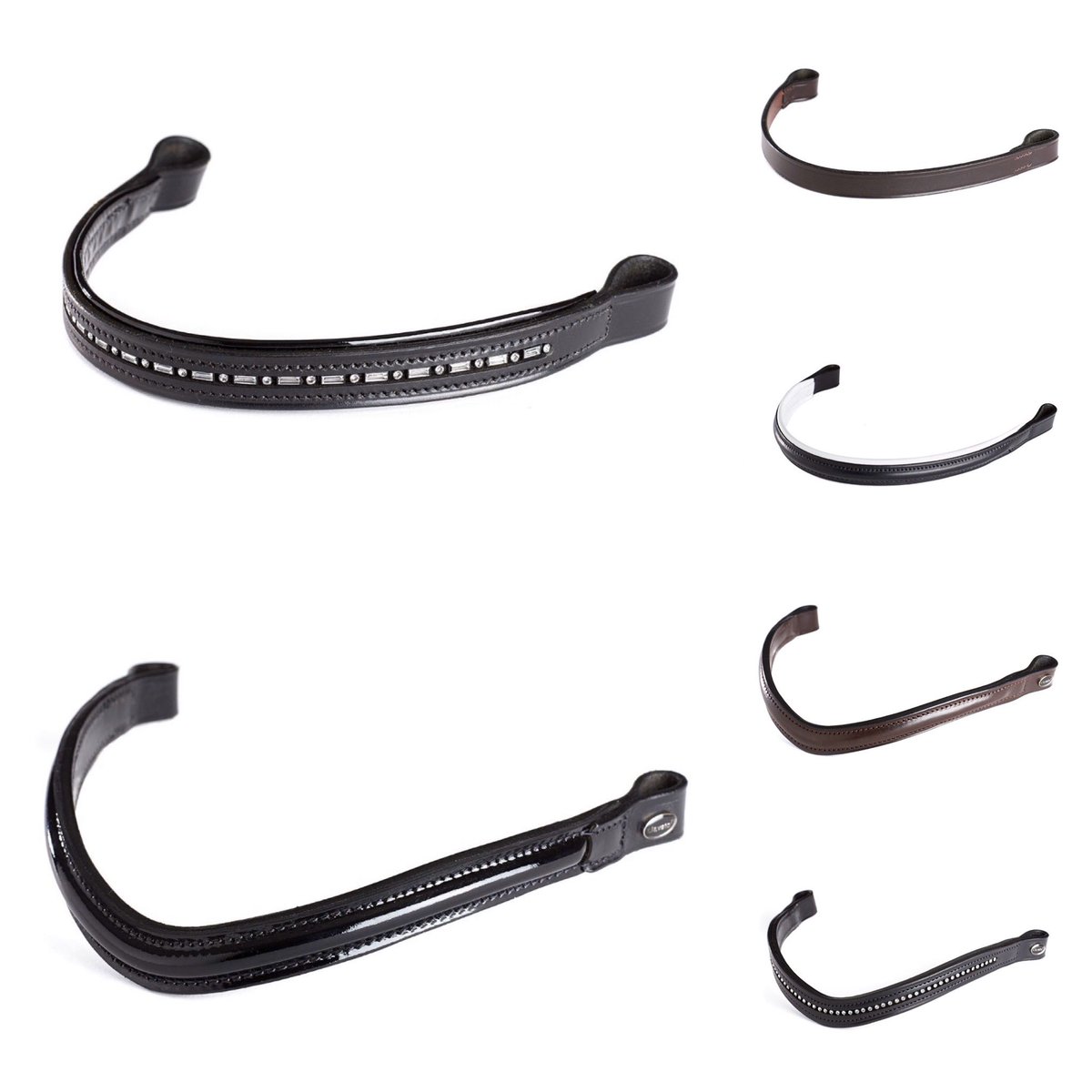 Browbands... One of the easiest ways to update your bridle, we can offer advice on sizing &amp; fit.
Handcrafted from finest quality supple English leather with leather padding, with all of the crystals used being Swarovski.