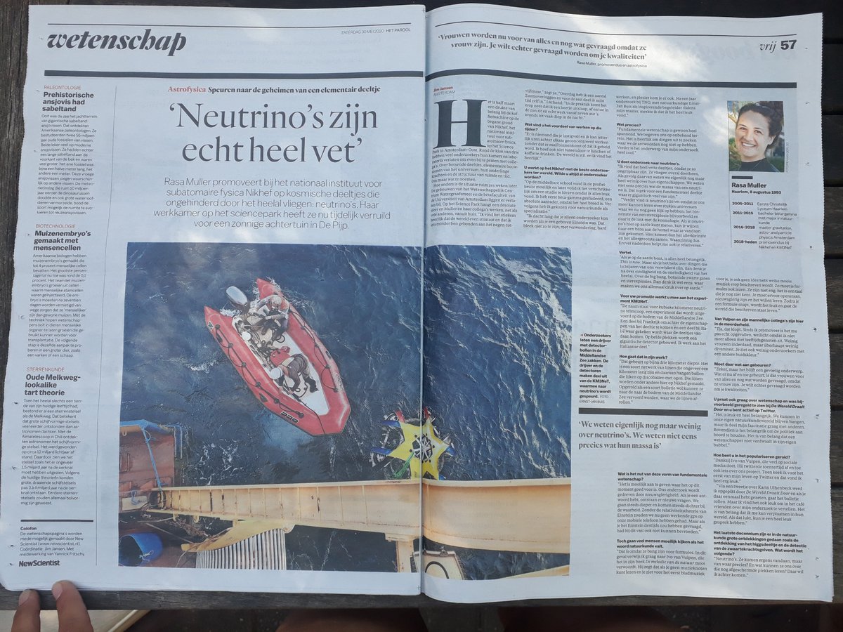 "#neutrino's zijn echt heel vet" neem dat nou maar van mij aan.

Interview door @jimfjansen <a href="/parool/">Het Parool</a> #wetenschap over mijn #phd naar neutrino's bij <a href="/km3net/">KM3NeT Neutrino</a> <a href="/_nikhef/">National Institute for Subatomic Physics Nikhef</a>. Met een verwijzing naar het boek van <a href="/IvovanVulpen/">Ivo van Vulpen</a>. En mijn masterproject met Ernst Jan <a href="/TNO_Research/">TNO Research</a>