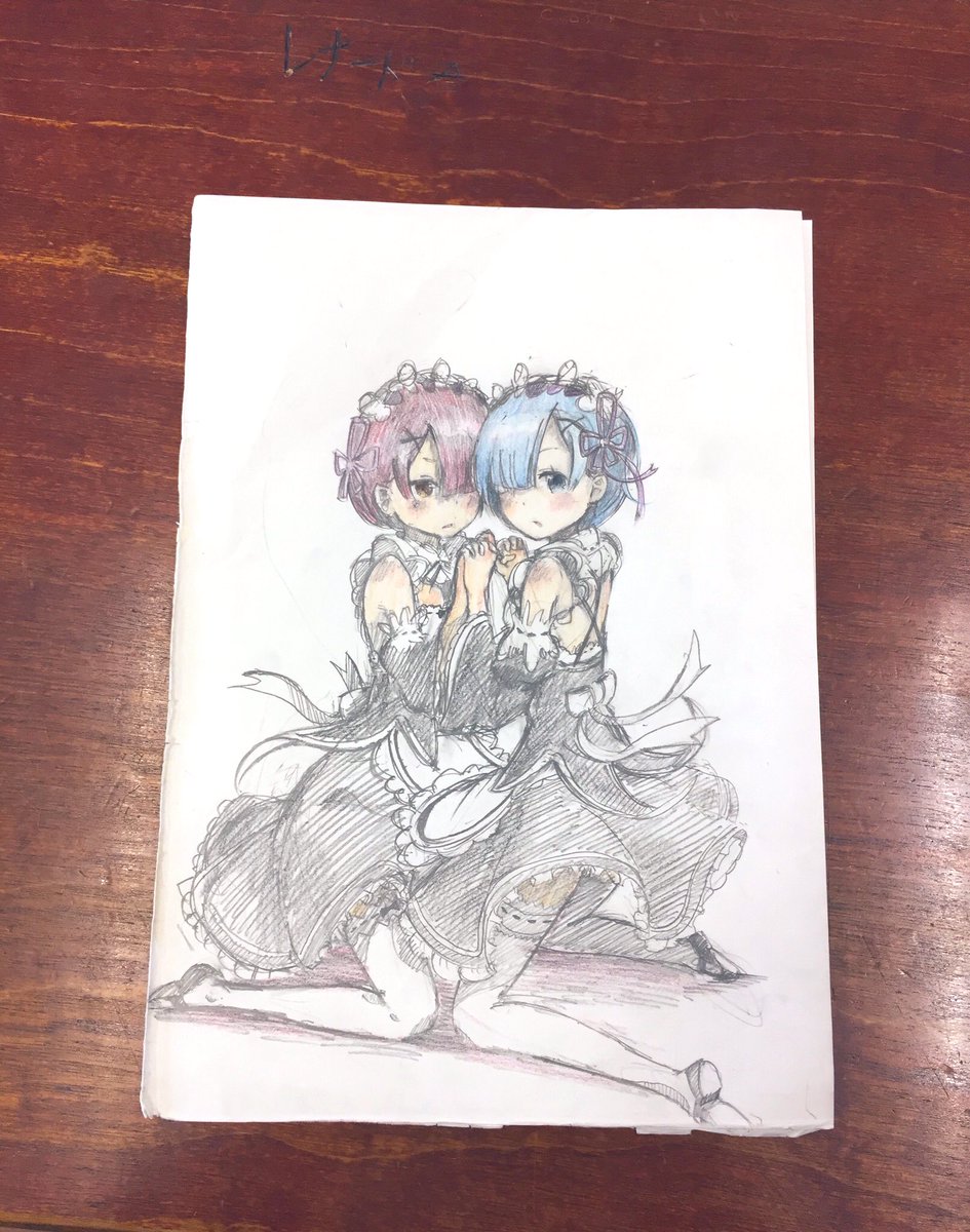 Sirasmaru's tweet photo. 前に学���で授業中に描いたリゼロのラムちゃんとレムちゃん！！
プリントの裏に描いた笑笑 https://t.co/dbnEOOYaea
