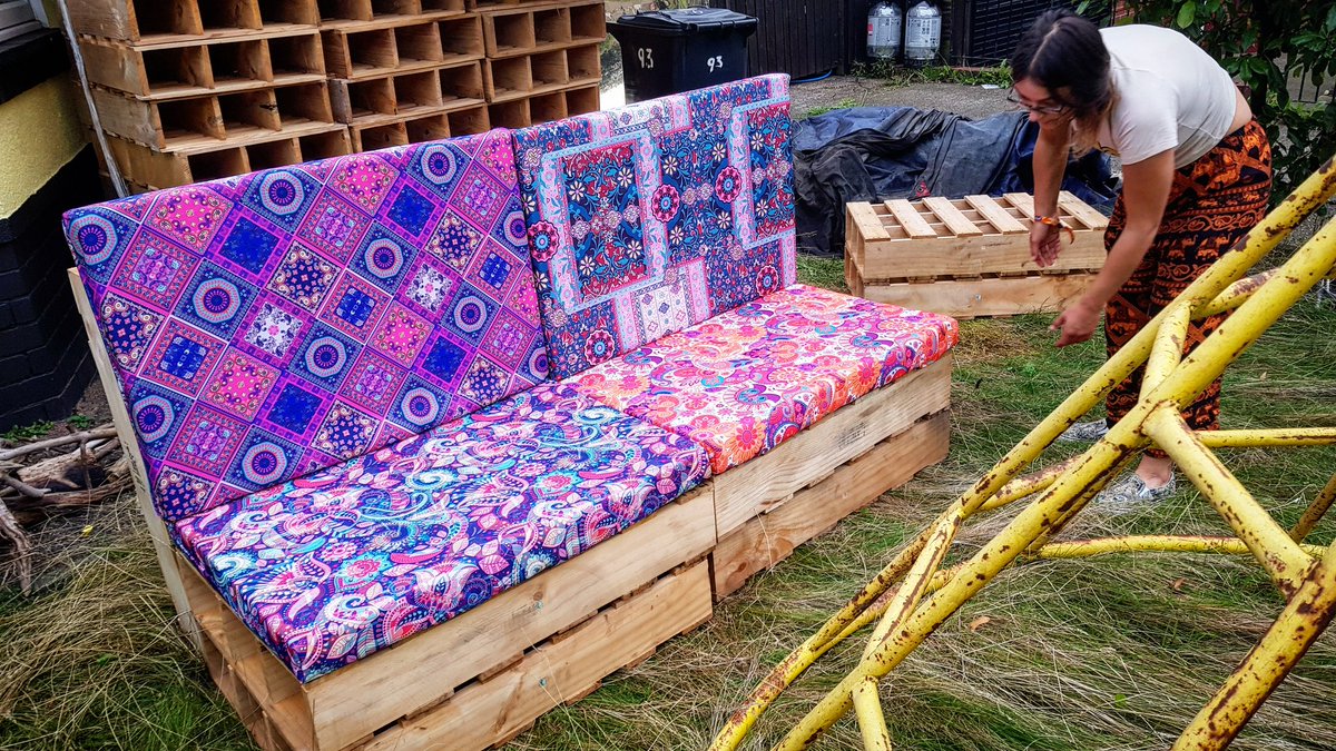 modularmoodsuk's tweet photo. Waterproof outdoor event furniture just got jazzy. Get creative with our modular pallet furniture at Modular Moods #modularmoods #vibespecialists  #pallet #palletfurniture #upcycle #upholstery #palletdesign #blankcanvasevent #cushionmaking #prototype #cushion #woodwork https://t.co/X6xQOS9lQF