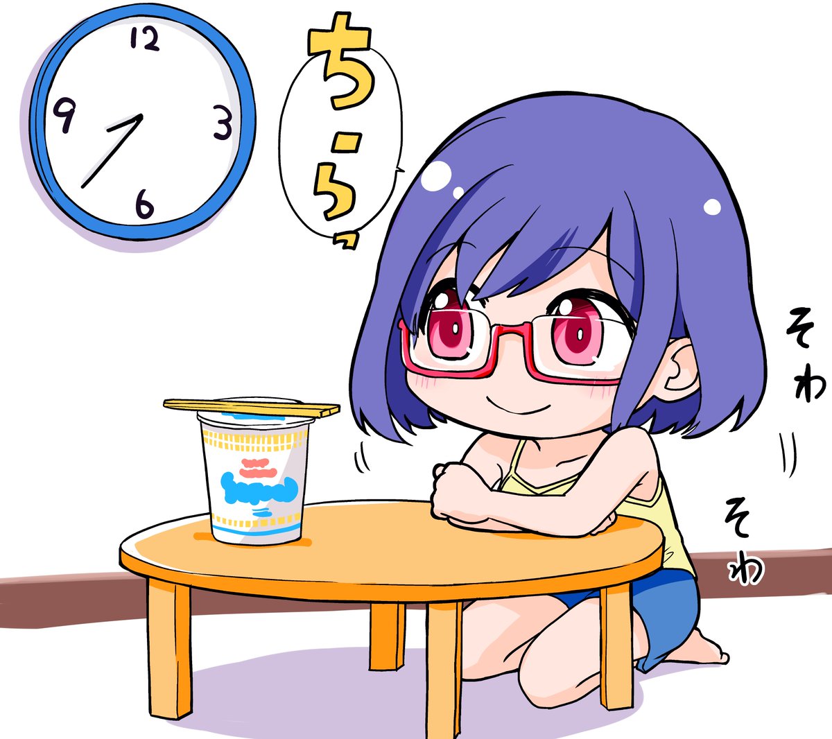 このくらいの時間になるとカップ麺が食べたくなります!

3分待っている松風さん 