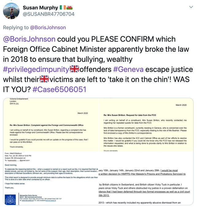 SUSANBR47706704's tweet image. @foreignoffice victims from @BorisJohnson Foreign Secretary days are being expected to &apos;move on&apos; with no JUSTICE and no insistence that #privilegedimpunity offenders, including those with @hmpps records, are held to account! #Case6506051 #oneruleforusnorulesforthem