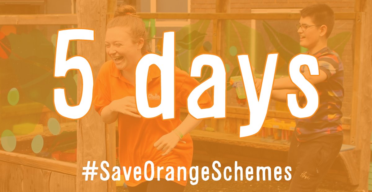 D_Challengers's tweet photo. We're now in the final 5 days of our #SaveOrangeSchemes appeal. Now is the time to help us re-open as many of our services as possible by donating to and sharing our appeal.

"Your isolation will last a few months, my child's could last a lifetime" 🧡

https://t.co/xro2VkWtQt https://t.co/RF0zZUGn57