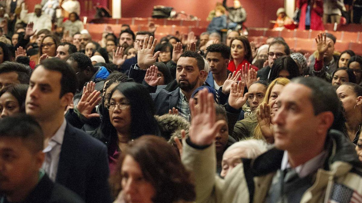 LWV's tweet photo. The hold on naturalization ceremonies due to the coronavirus outbreak could keep several new voters from the polls this fall. More from @LWVHouston: https://t.co/rKGVTgvqmg https://t.co/QPbOwQS8hi