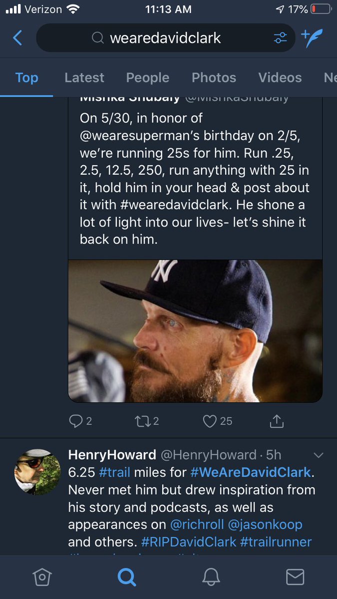LaCajunTim's tweet photo. My small tribute, to a legend I never met. I planned on running seven miles today, as part of the VRAT. At the 1:25 mark, I took a screen shot, in honor of this remarkable man, and in thoughts and prayers, of his family and friends. #WeAreDavidClark https://t.co/WFGRGIP9o4