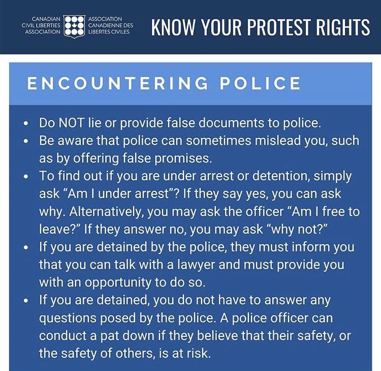 anujan_rajah's tweet image. Folks in Toronto, or anywhere in Canada who will be joining a rally against police brutality this weekend, please check out this guide from the Canadian Civil Liberties Association 1/3 (More pics in 2/3 and 3/3) @cancivlib