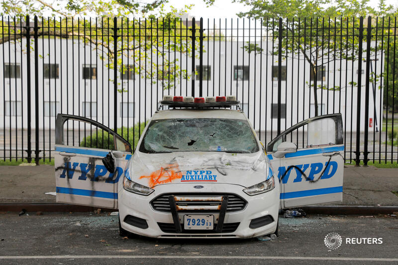 A vandalized NYPD vehicle the morning after a protest in Brooklyn, New York. More photos:  http://reut.rs/2zKo7Pa   Andrew Kelly