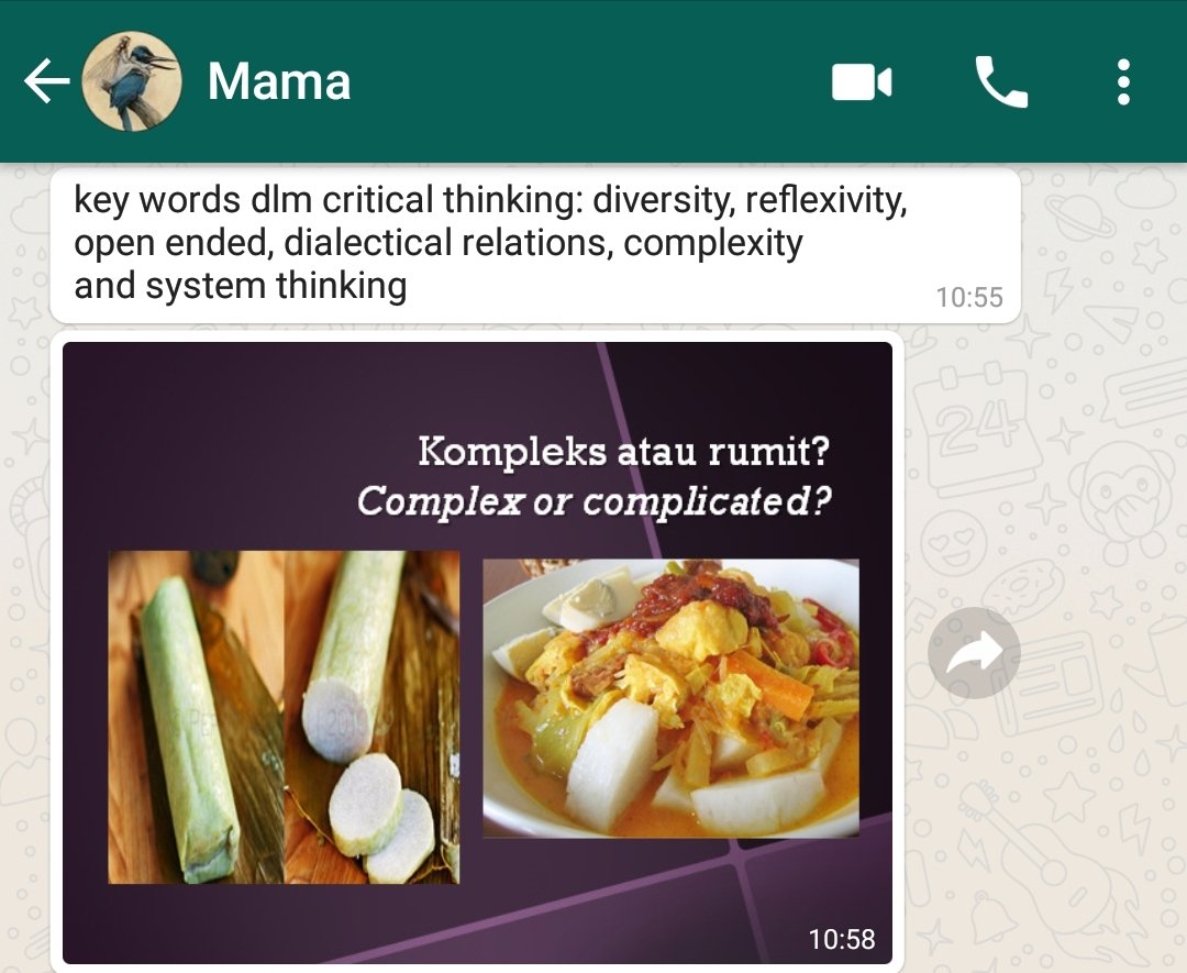 margianta's tweet image. Mom explains complex, complexity, and critical thinking with lontong sayur