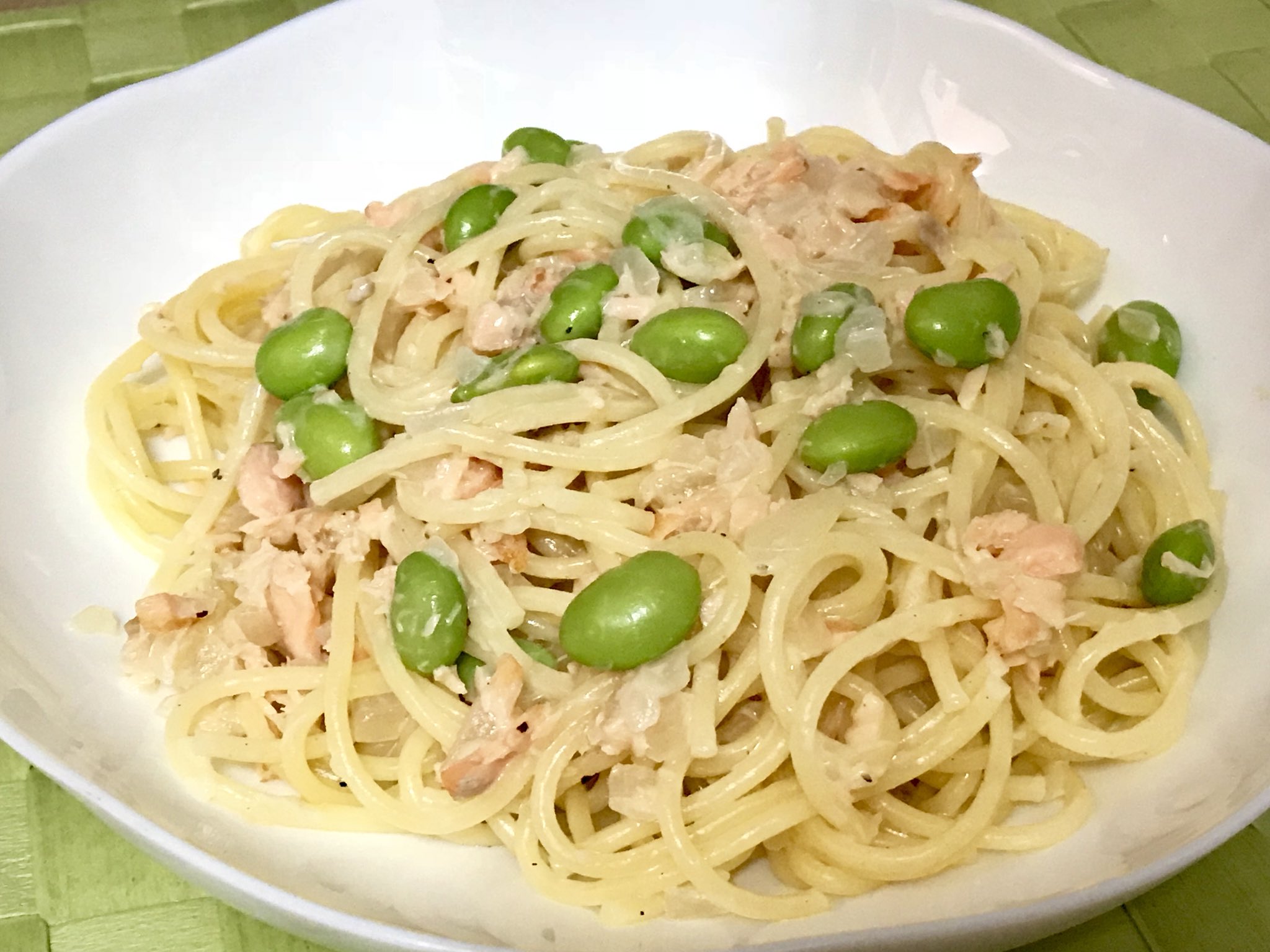 鮭と枝豆のクリームパスタ Twitter Search Twitter