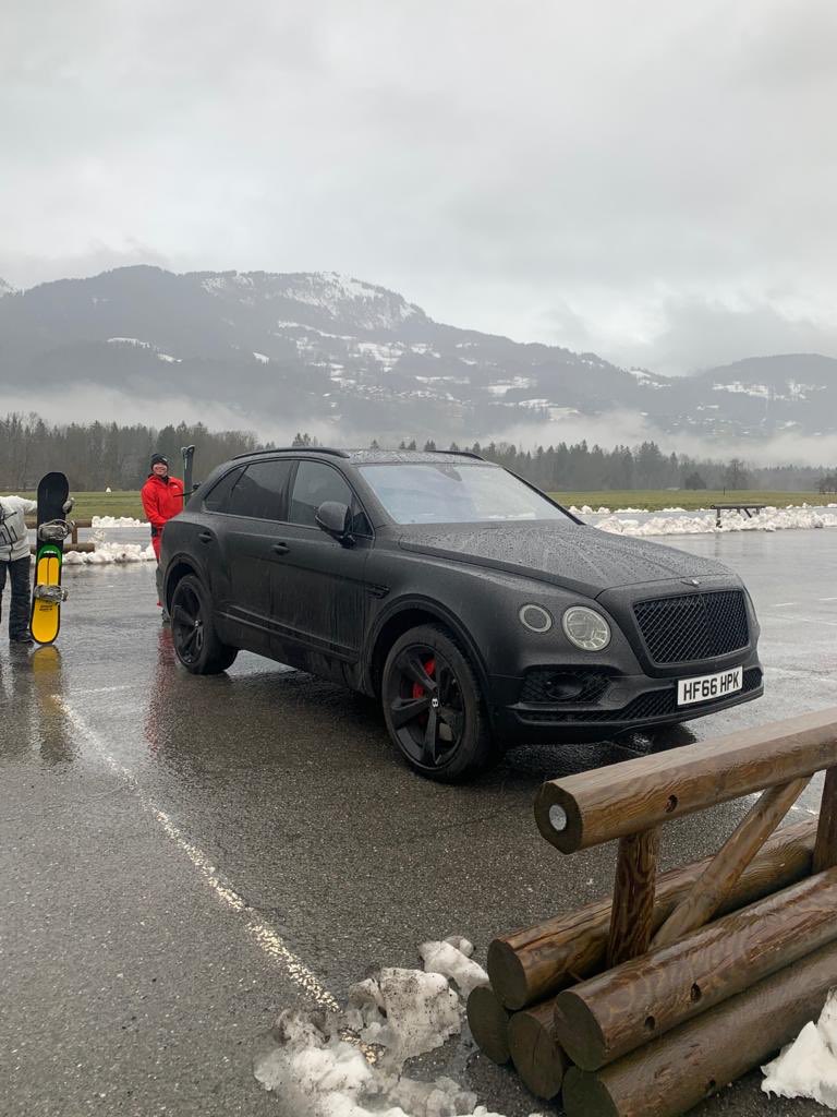 Our clients Bentley Bentayga W12 6.0 recently delivered and he’s had it wrapped Matte Black pictured in the Alps before lockdown! Another very good friend of ours, thanks Jesse for coming back to Platinum Executive Group 😃